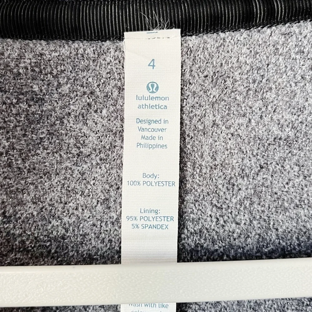 Lululemon Fleece Moto Jacket Black/Ambient Grey/Black Size 4 Full Zip